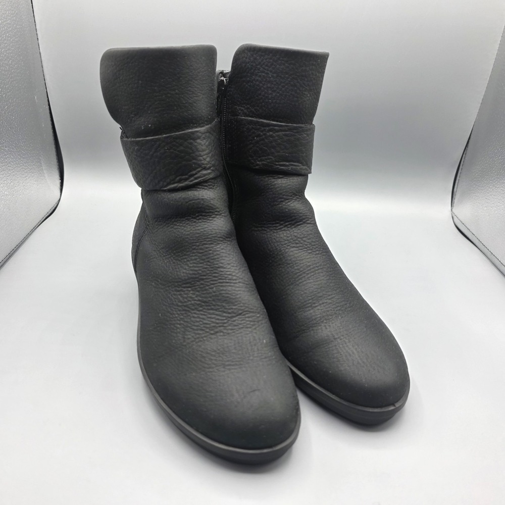 ECCO Skyler Boots Womens 37 Black Leather HYDROMAX Waterproof Wedge Comfort‎